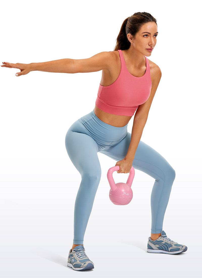 CRZ YOGA Women's Training Medium Support Butterluxe Bra Strappy back Rose Powder
