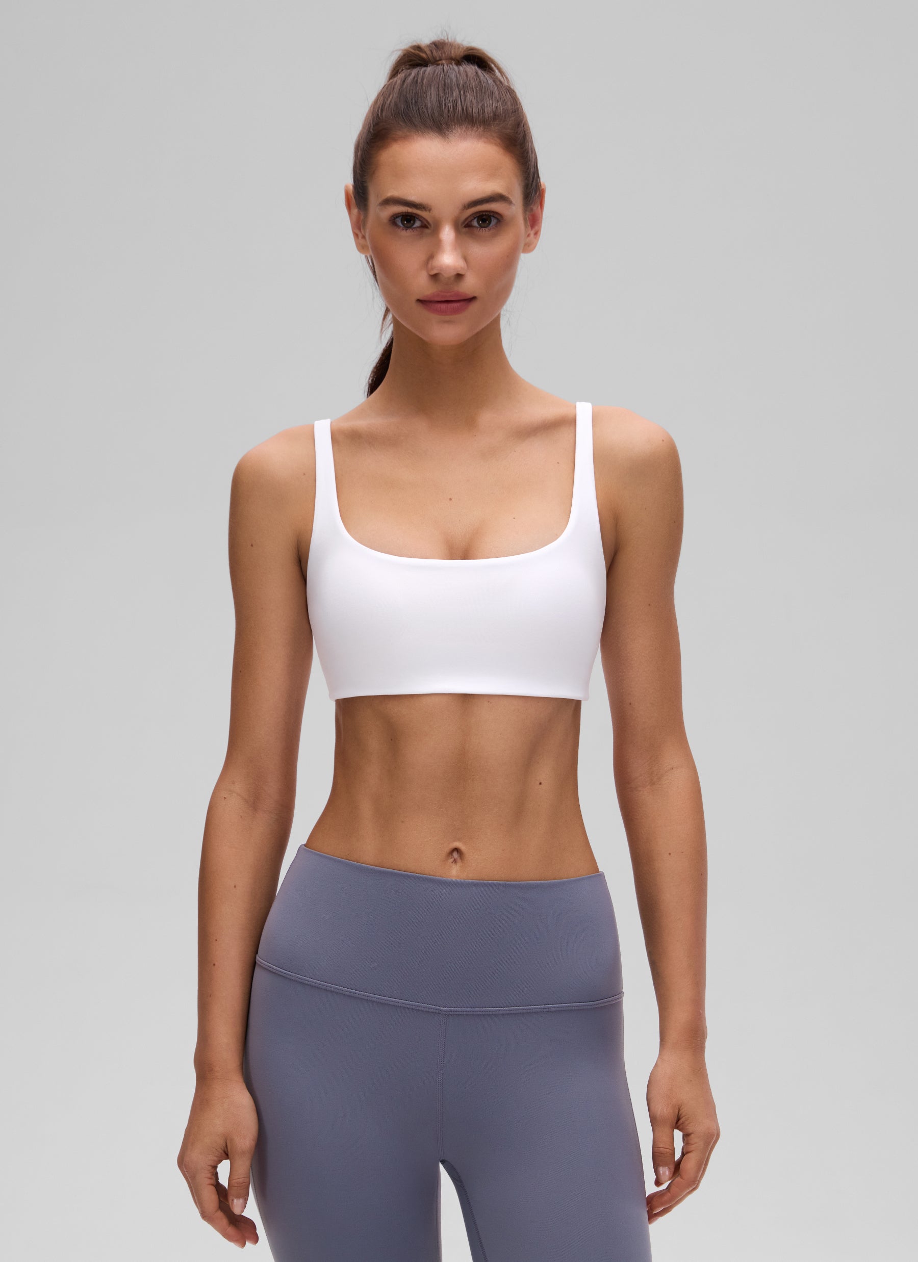 CRZ YOGA Women Butterluxe Square Neck Cami Padded Mini Bra White