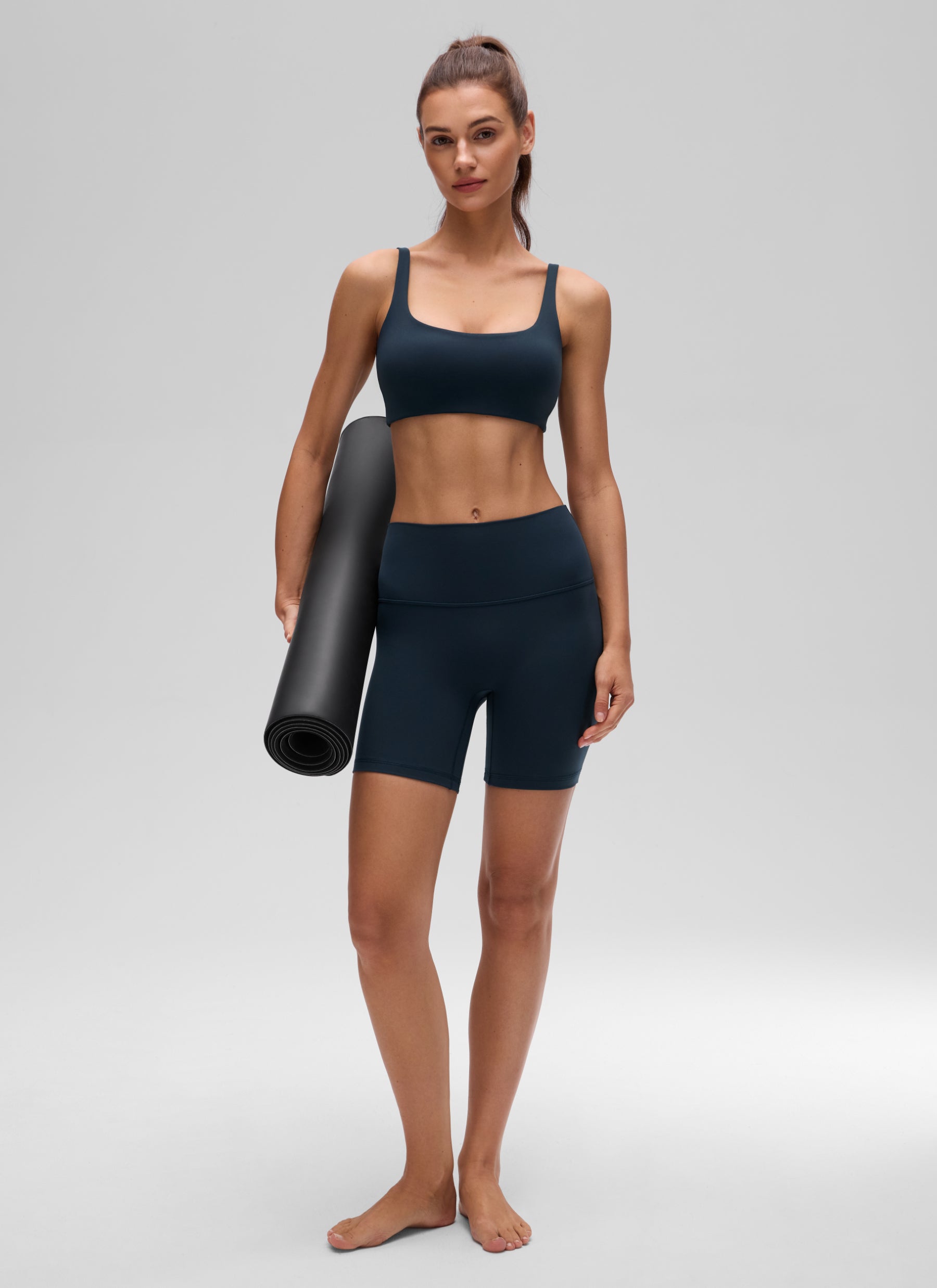 CRZ YOGA Women Butterluxe Square Neck Cami Padded Mini Bra True Navy