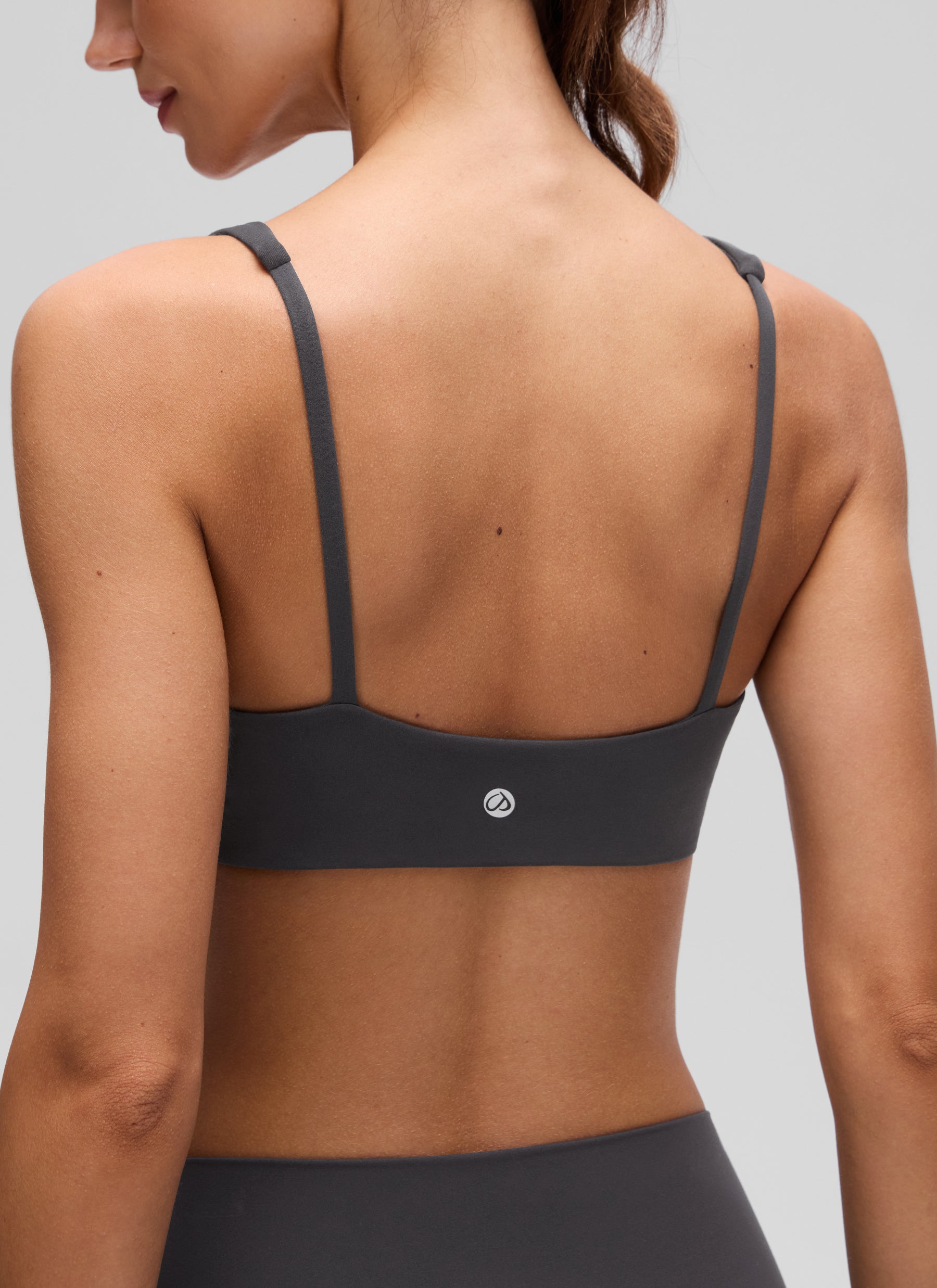 CRZ YOGA Women Butterluxe Square Neck Cami Padded Mini Bra Mysterious Grey