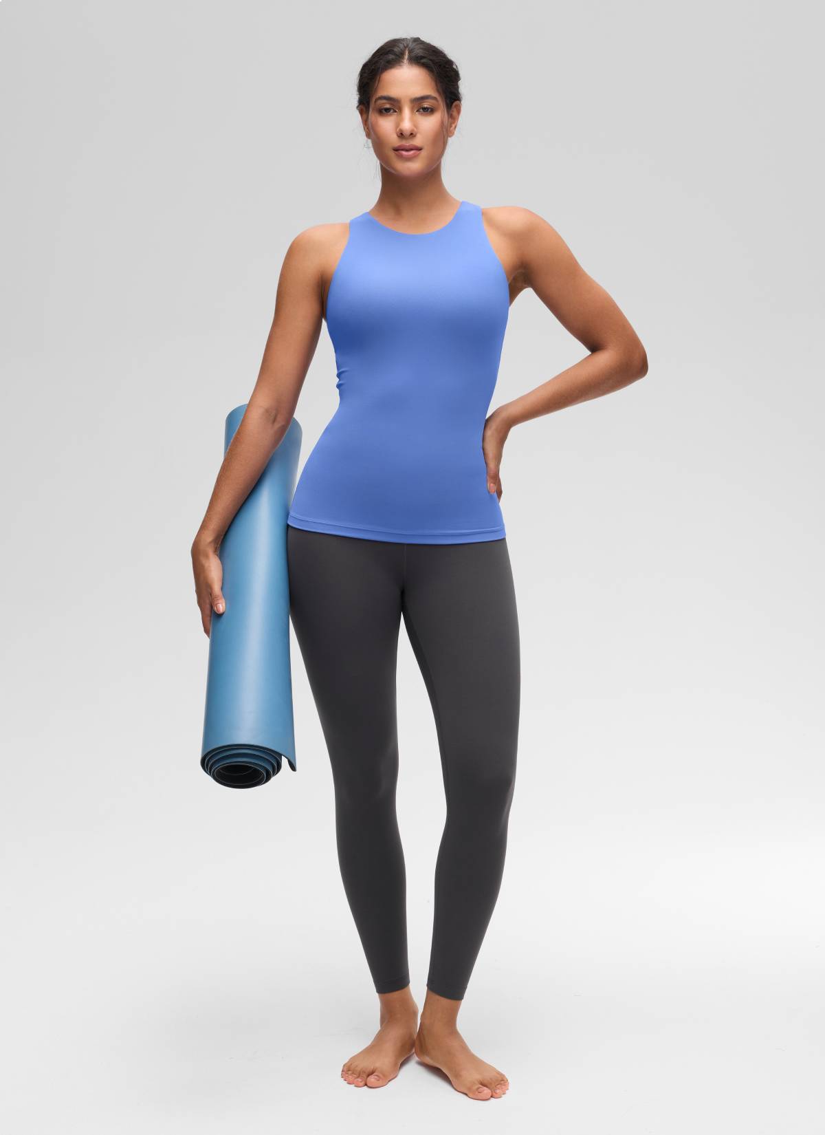 CRZ YOGA Women's Yoga Slim Fit Top Butterluxe Tank Racerback High Neck Wild Indigo