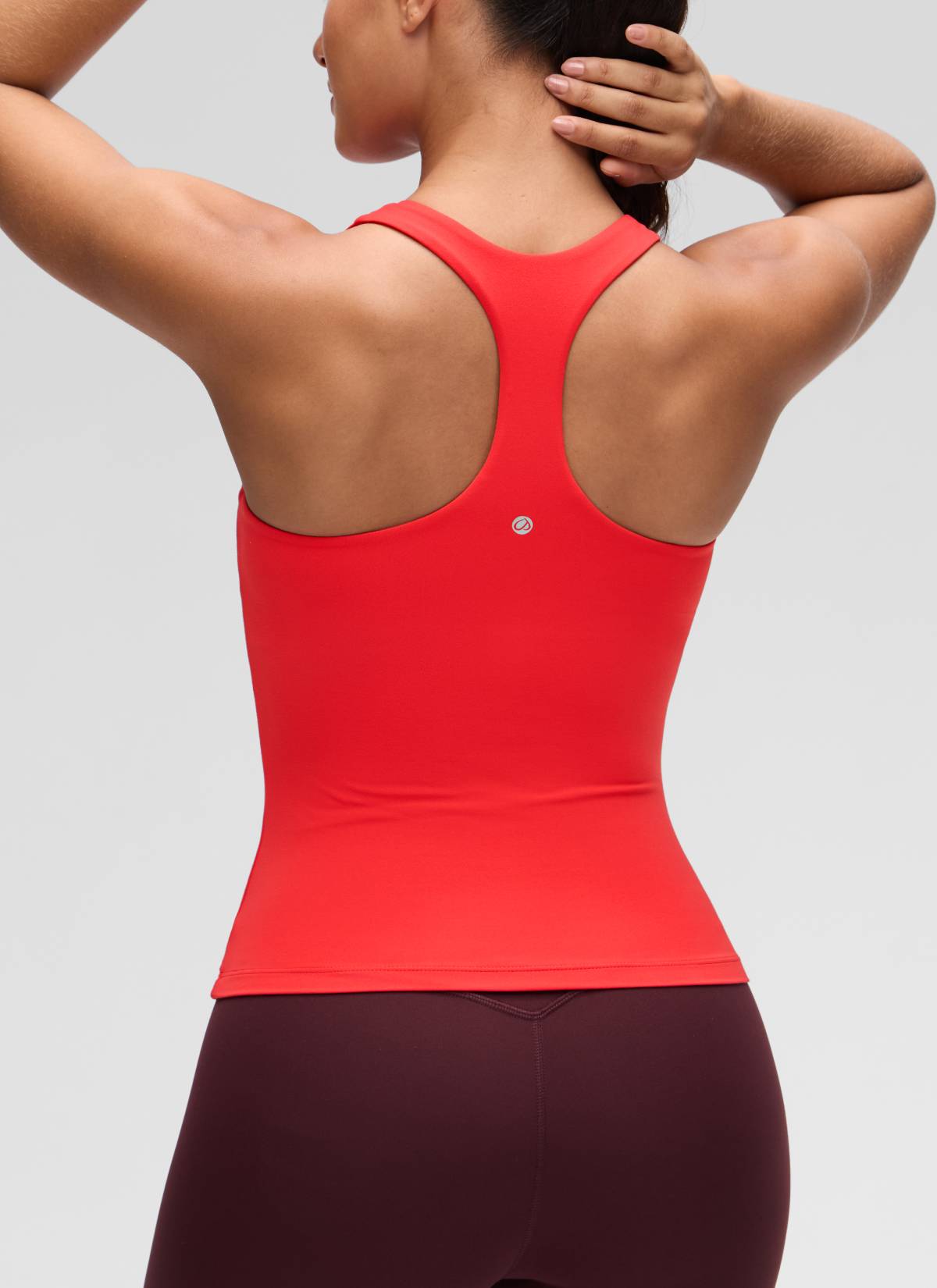 CRZ YOGA Women's Yoga Tight Fit Tops Butterluxe Built-in Bra Tank Deep Red